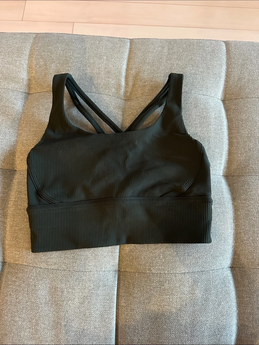 Lululemon Ribbed Cross-Back Sports Bra - Forrest Green